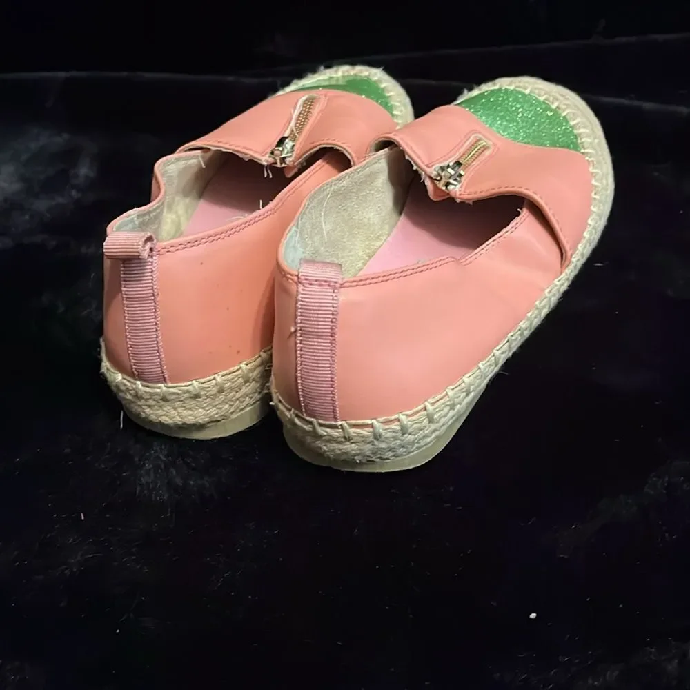 Pink and Green Slip-On Espadrilles
